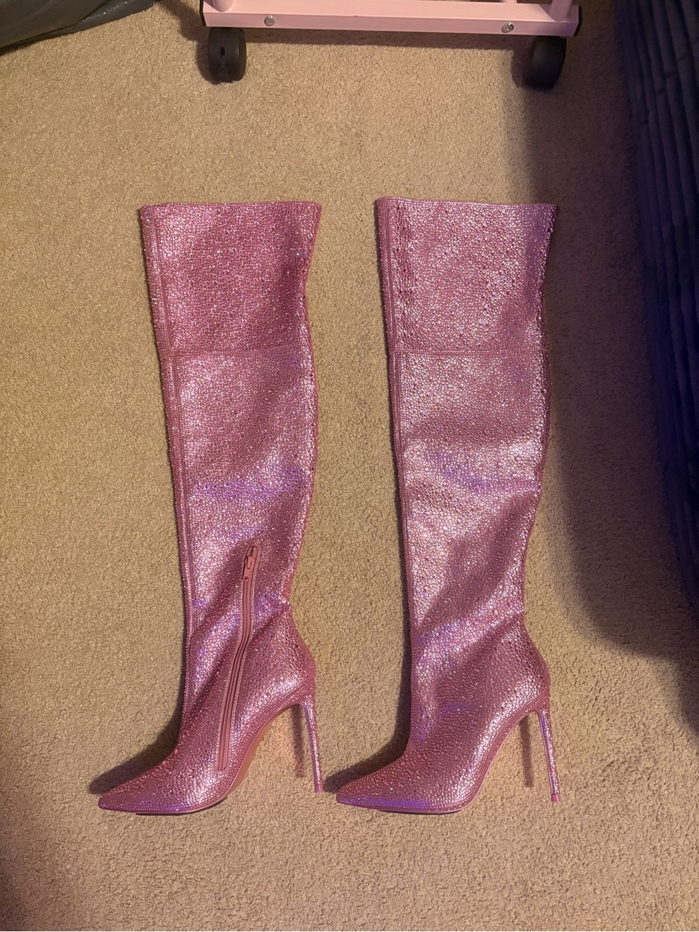 Steve Madden Pink Glitter Over-the-Knee Stiletto Boots